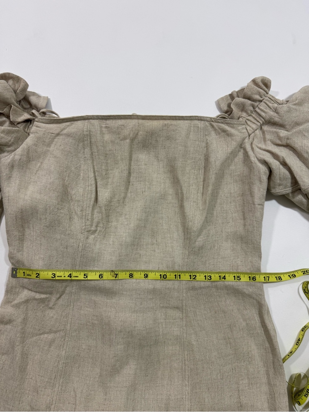 Jan Barboglio Off Shoulder Ruffle Linen Dress - Picture 8 of 9